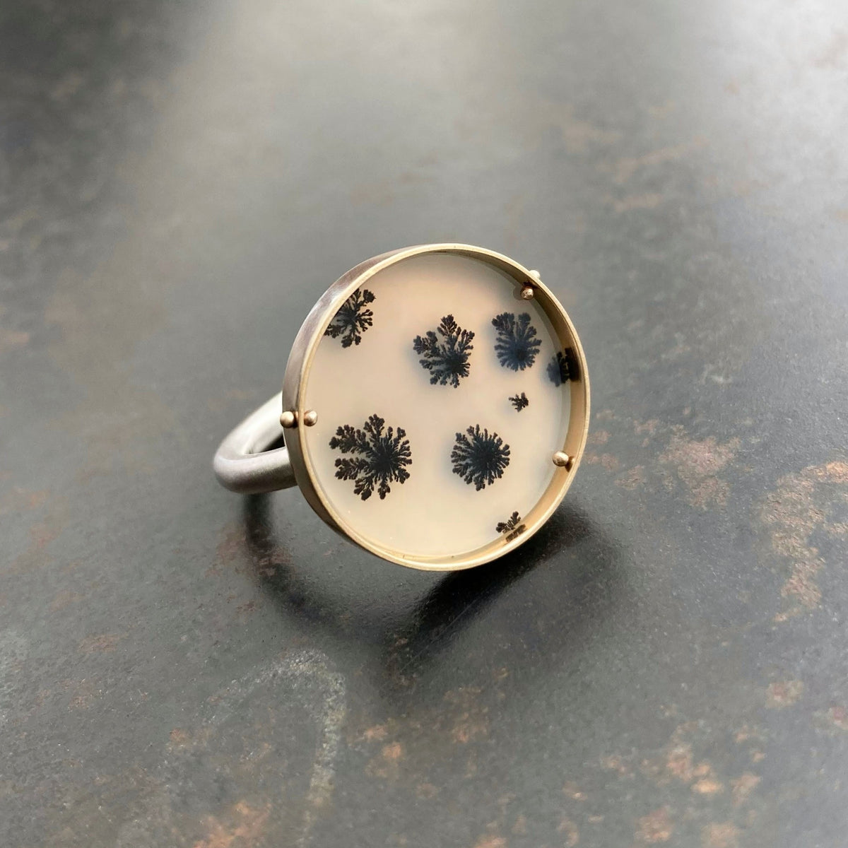 Captured Dendritic Agate Ring