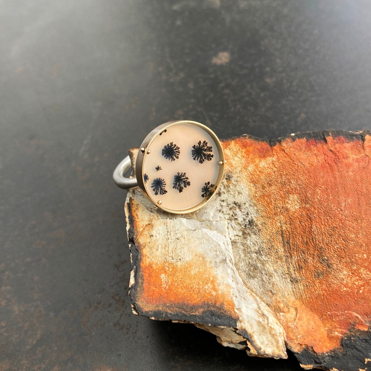 Captured Dendritic Agate Ring