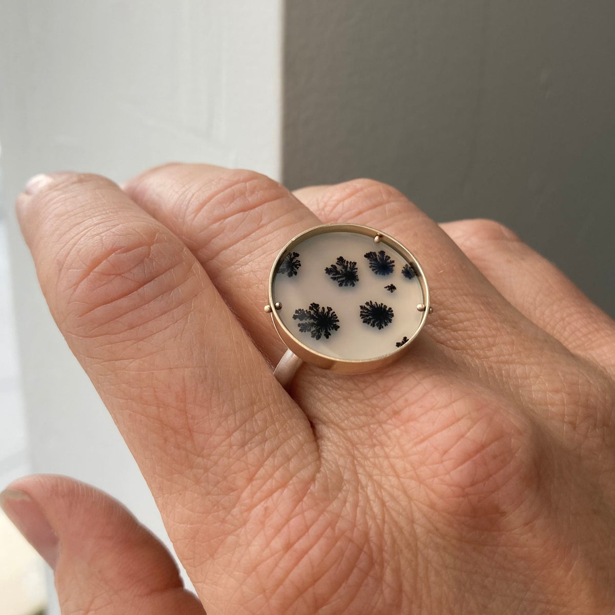 Captured Dendritic Agate Ring