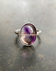 Captured Hematite and Amethyst in Quartz Ring