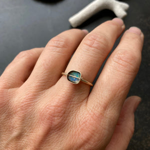 Captured Rough Lightning Ridge Opal Ring