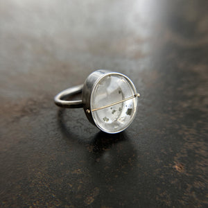 
                
                    Load image into Gallery viewer, Captured Marcasite in Quartz Oval Ring
                
            