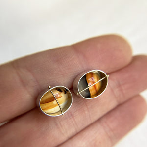 Captured Montana Agate Oval Studs