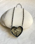 Captured Pyrite Heart Necklace