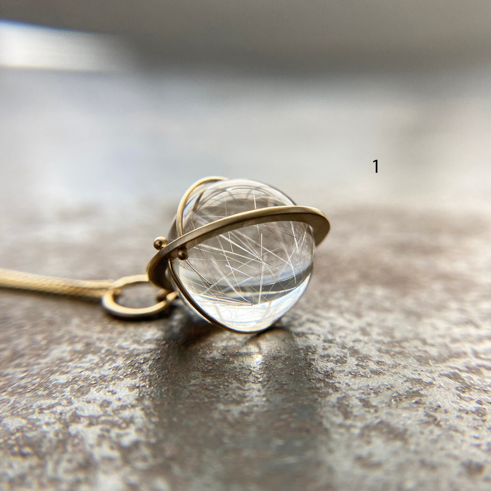 Captured Rutilated Quartz Orb Necklace