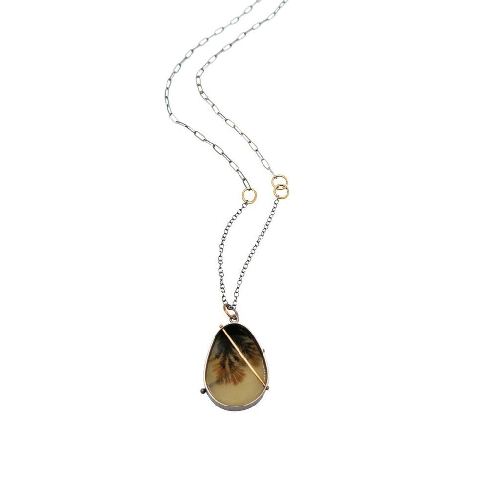 
                
                    Load image into Gallery viewer, Captured Dendritic Agate Teardrop Pendant
                
            