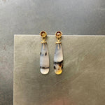 Captured Rustic Diamond and Montana Agate Drop Earrings