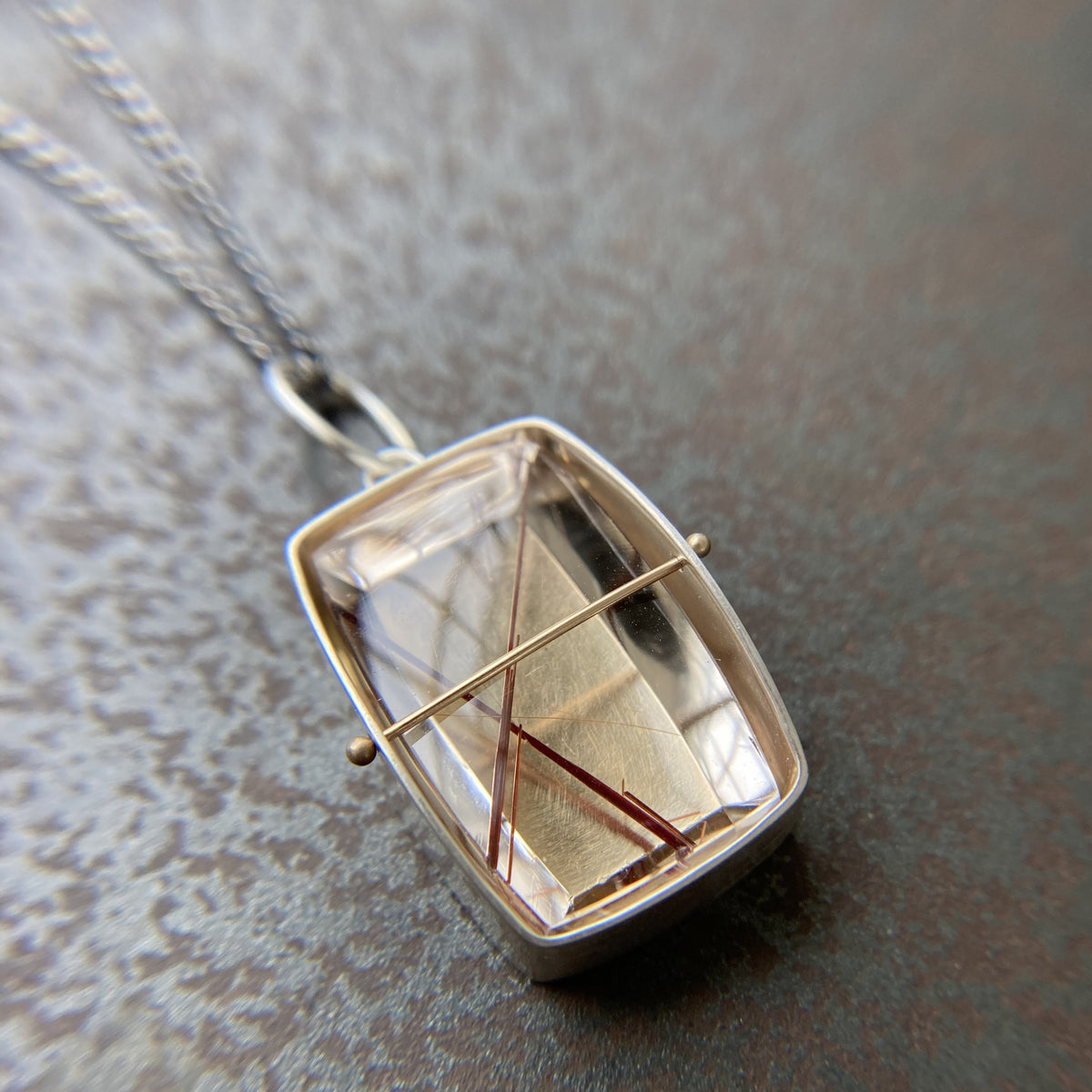 Captured Rutile Quartz X Necklace