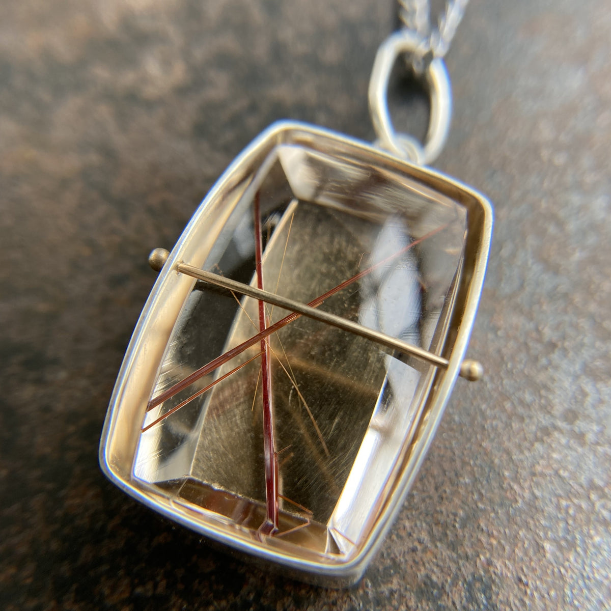 Captured Rutile Quartz X Necklace