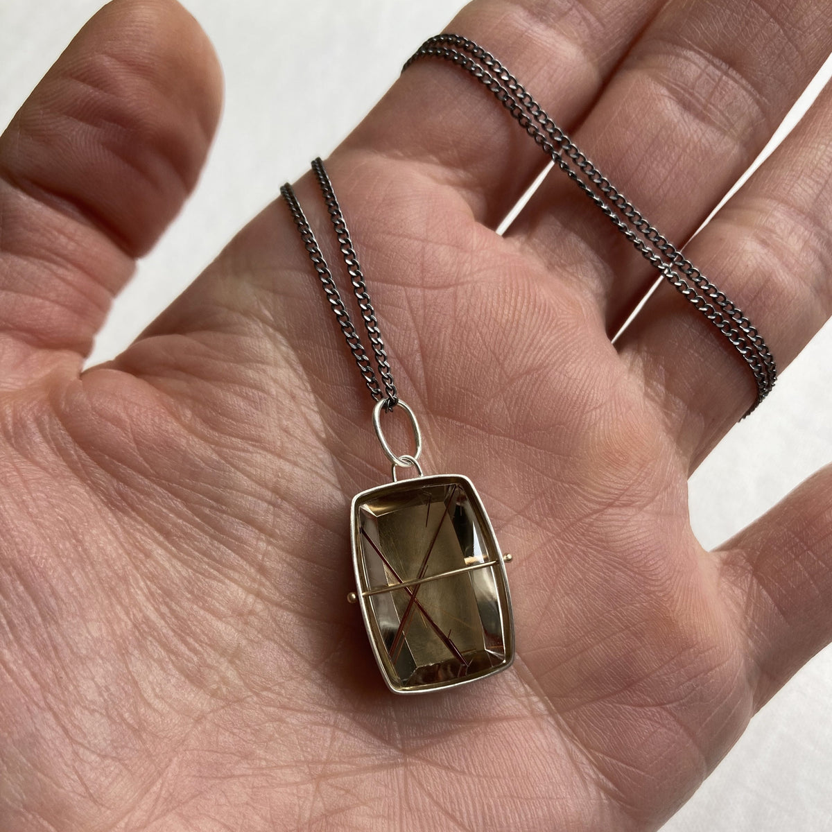 Captured Rutile Quartz X Necklace