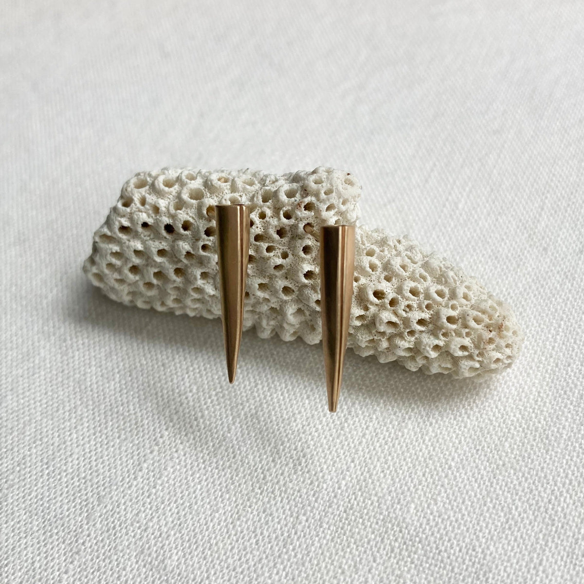 spike studs, spike jewelry, gold earrings, gold spikes, hilary finck jewelry, handmade jewelry, fine jewelry, edgy jewelry, luxury jewelry, gold jewelry.