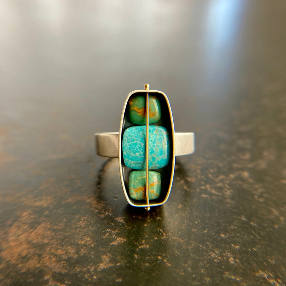 
                
                    Load image into Gallery viewer, Captured Turquoise Trio Ring
                
            