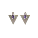 Amethyst and Plique Triangle Earrings