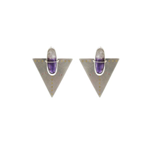 
                
                    Load image into Gallery viewer, Amethyst and Plique Triangle Earrings
                
            
