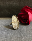 Captured Dendritic Agate Oval Ring