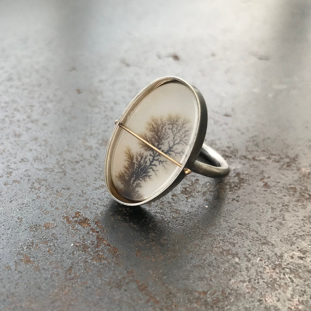 Captured Dendritic Agate Ring