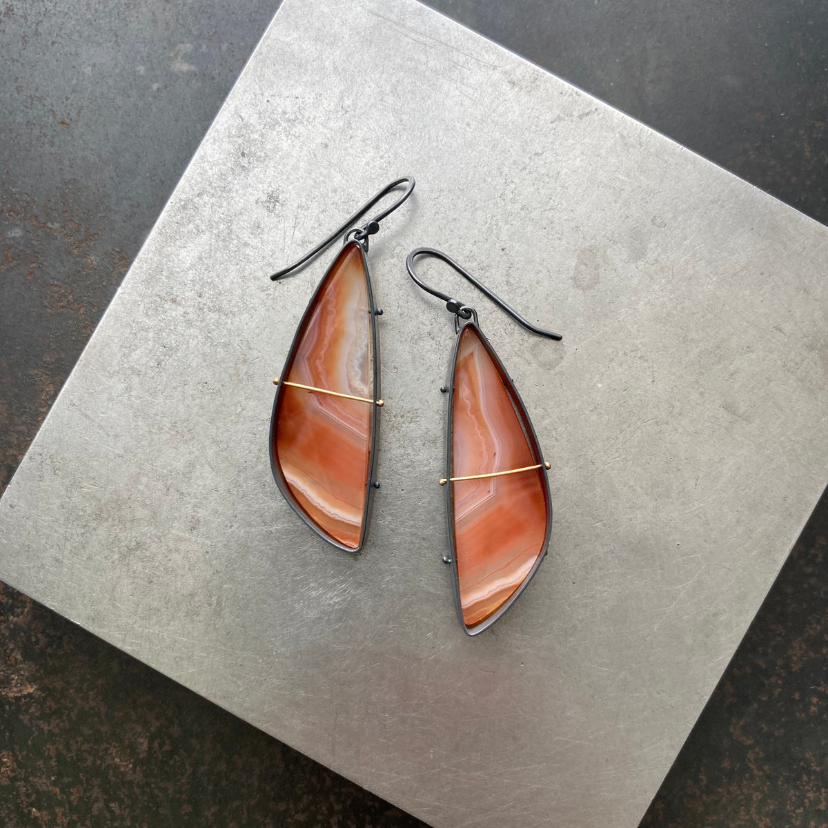 Captured Banded Agate Earrings