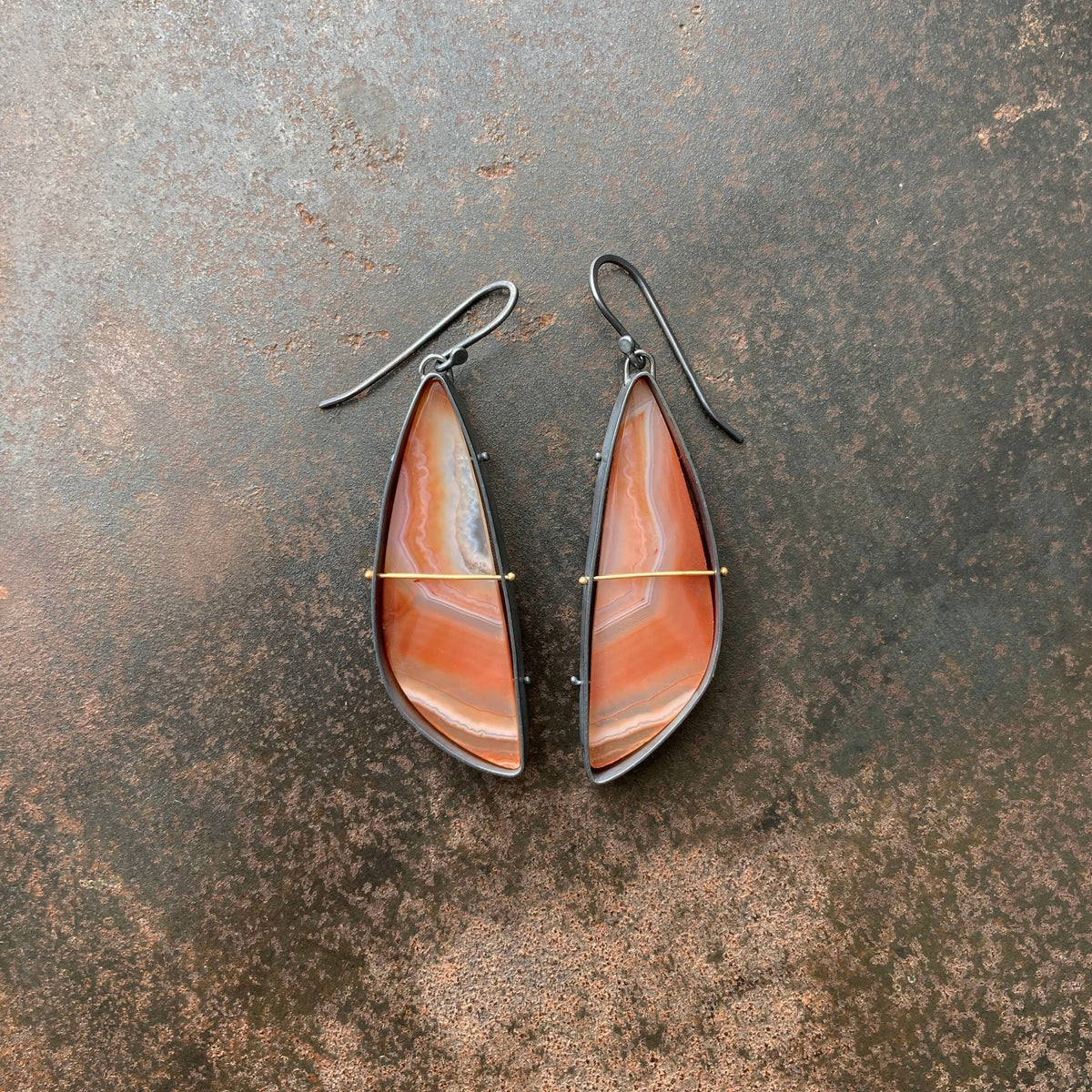 Captured Banded Agate Earrings