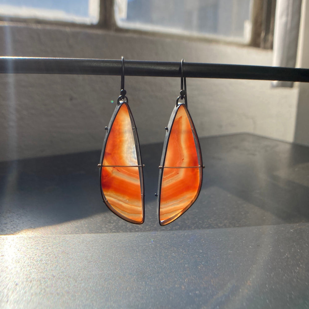 
                
                    Load image into Gallery viewer, Captured Banded Agate Earrings
                
            