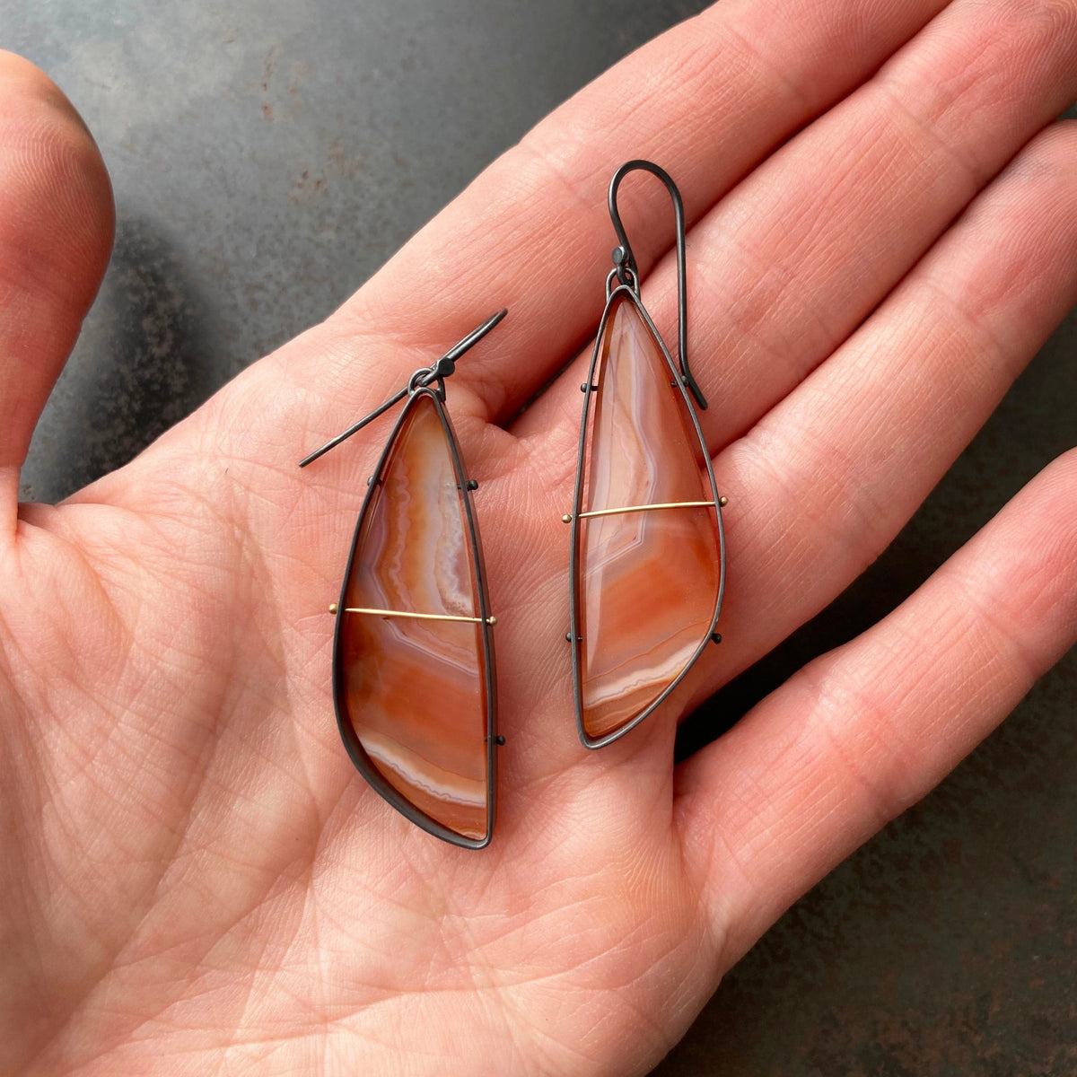 Captured Banded Agate Earrings