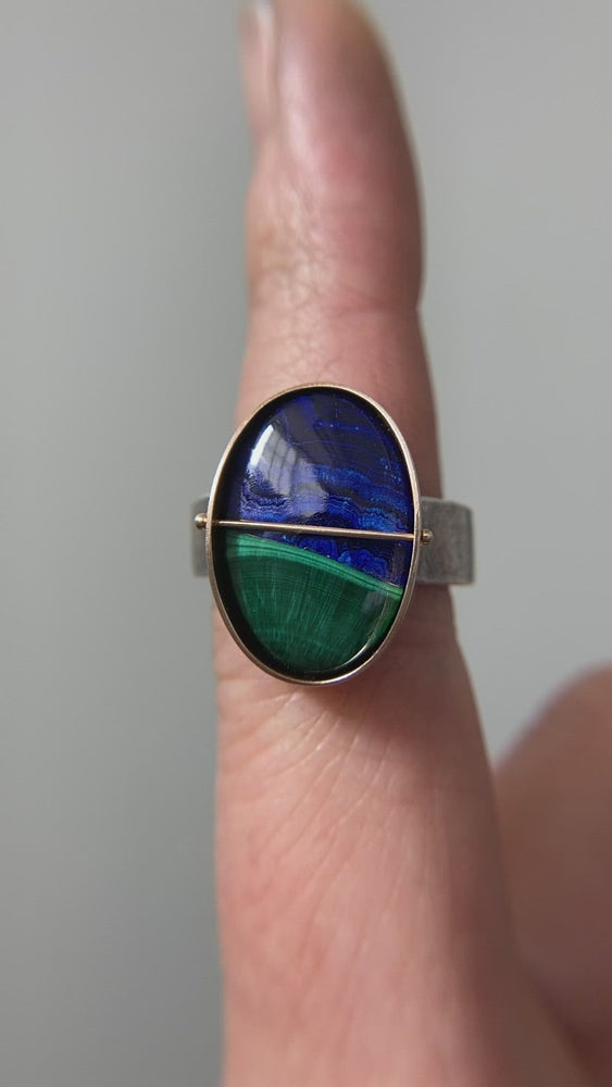 
                
                    Load and play video in Gallery viewer, Captured Azurite and Malachite Ring
                
            