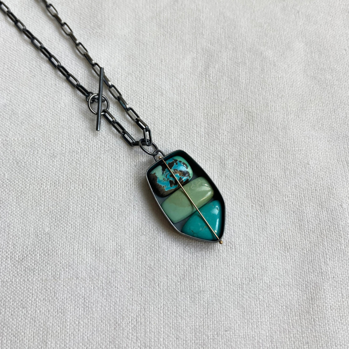 carico turquoise necklace with three stones