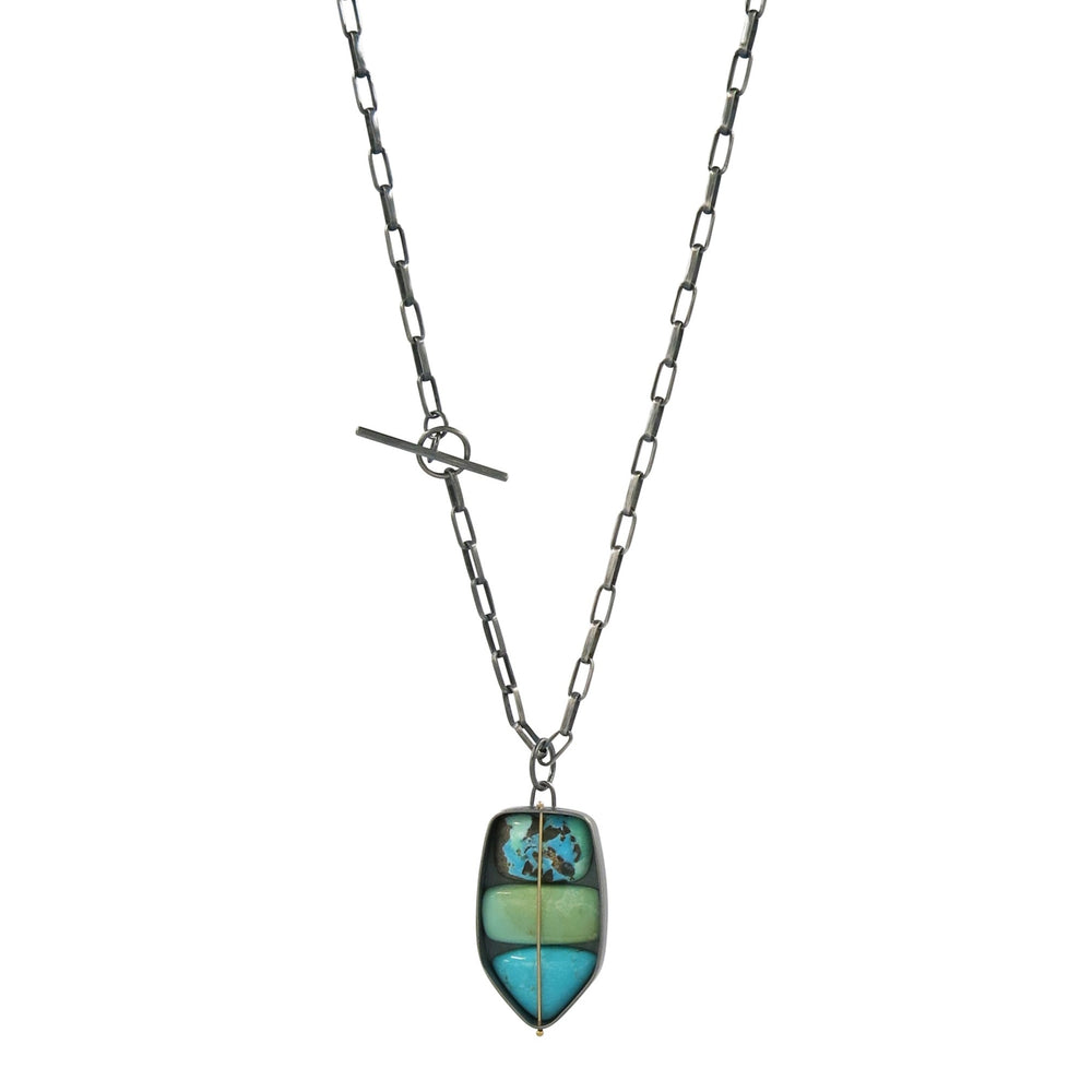 
                
                    Load image into Gallery viewer, carico turquoise necklace with three stones
                
            
