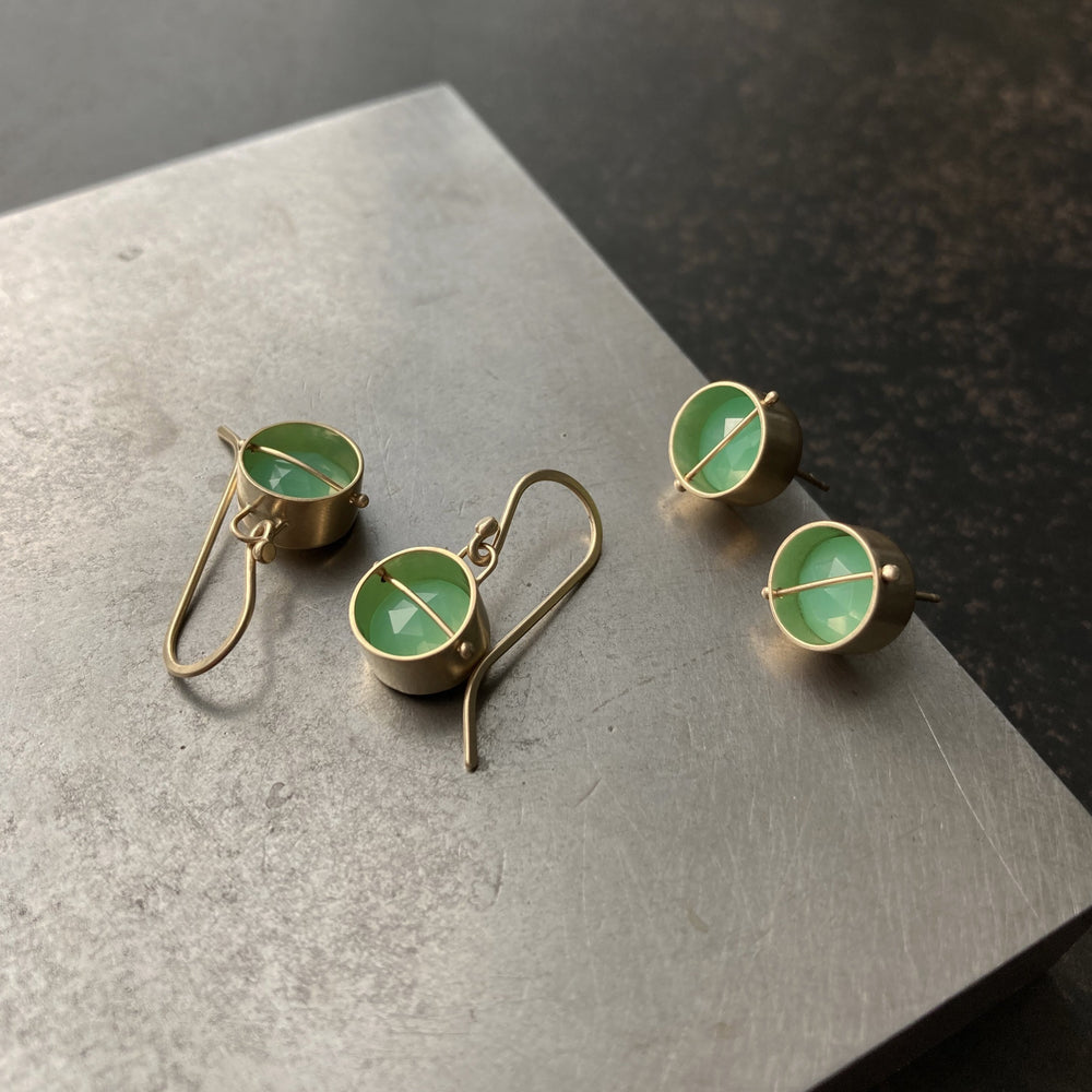 
                
                    Load image into Gallery viewer, Captured Chrysoprase Drop Earrings
                
            