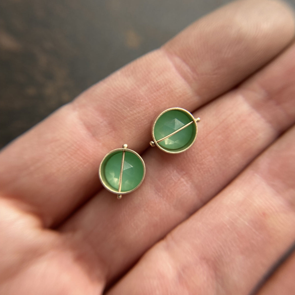 Captured Chrysoprase Studs