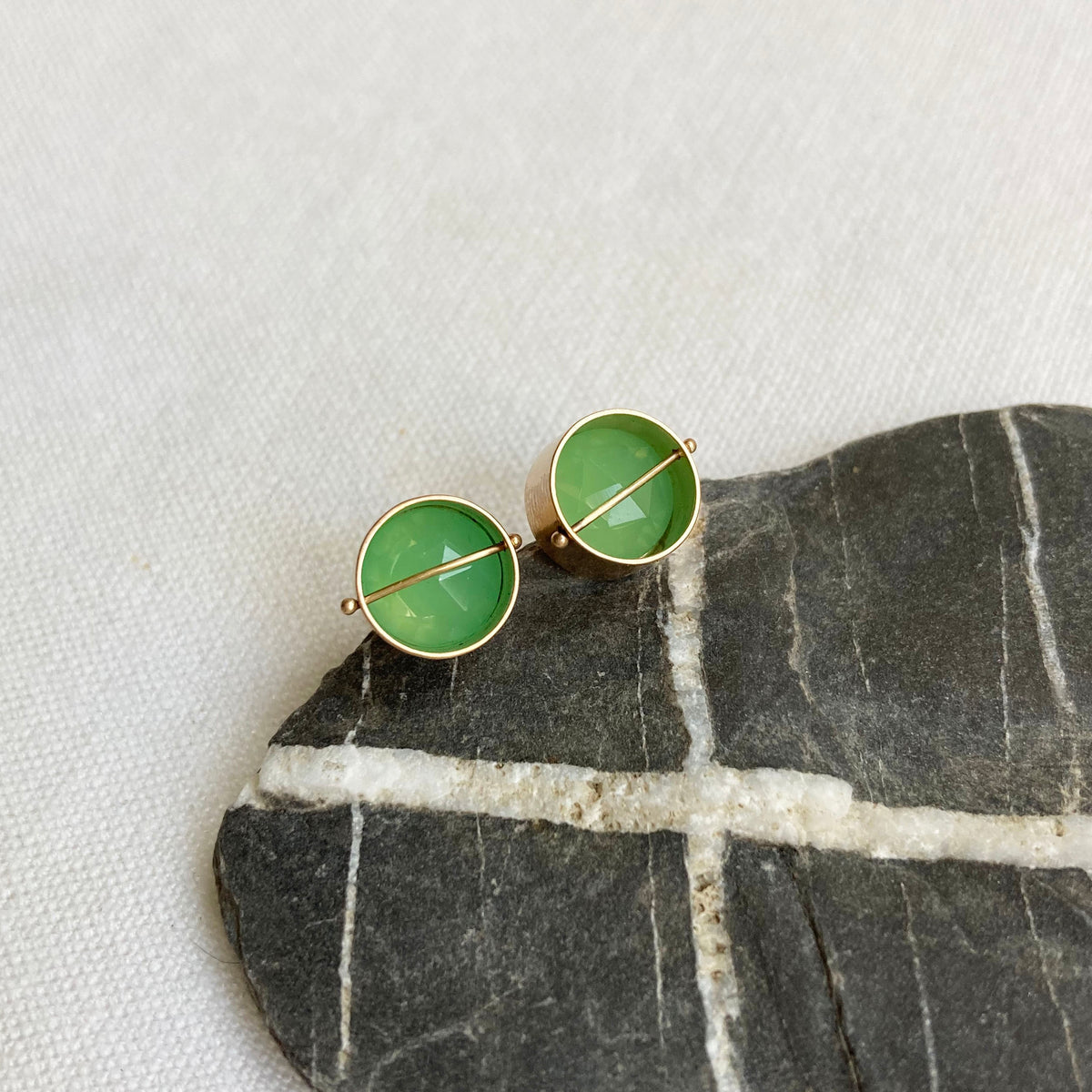 Captured Chrysoprase Studs