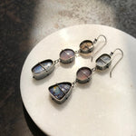 Captured Dendritic Agate, Purple Agate, and Boulder Opal Earrings