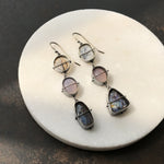 Captured Dendritic Agate, Purple Agate, and Boulder Opal Earrings