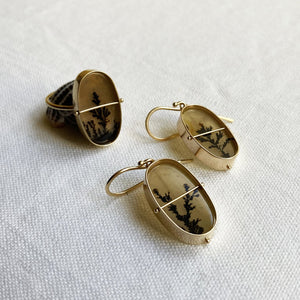 Captured Dendritic Agate Drop Earrings