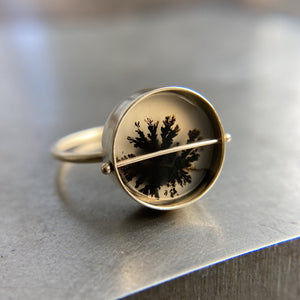 
                
                    Load image into Gallery viewer, Captured Dendritic Agate Ink Blot Ring
                
            