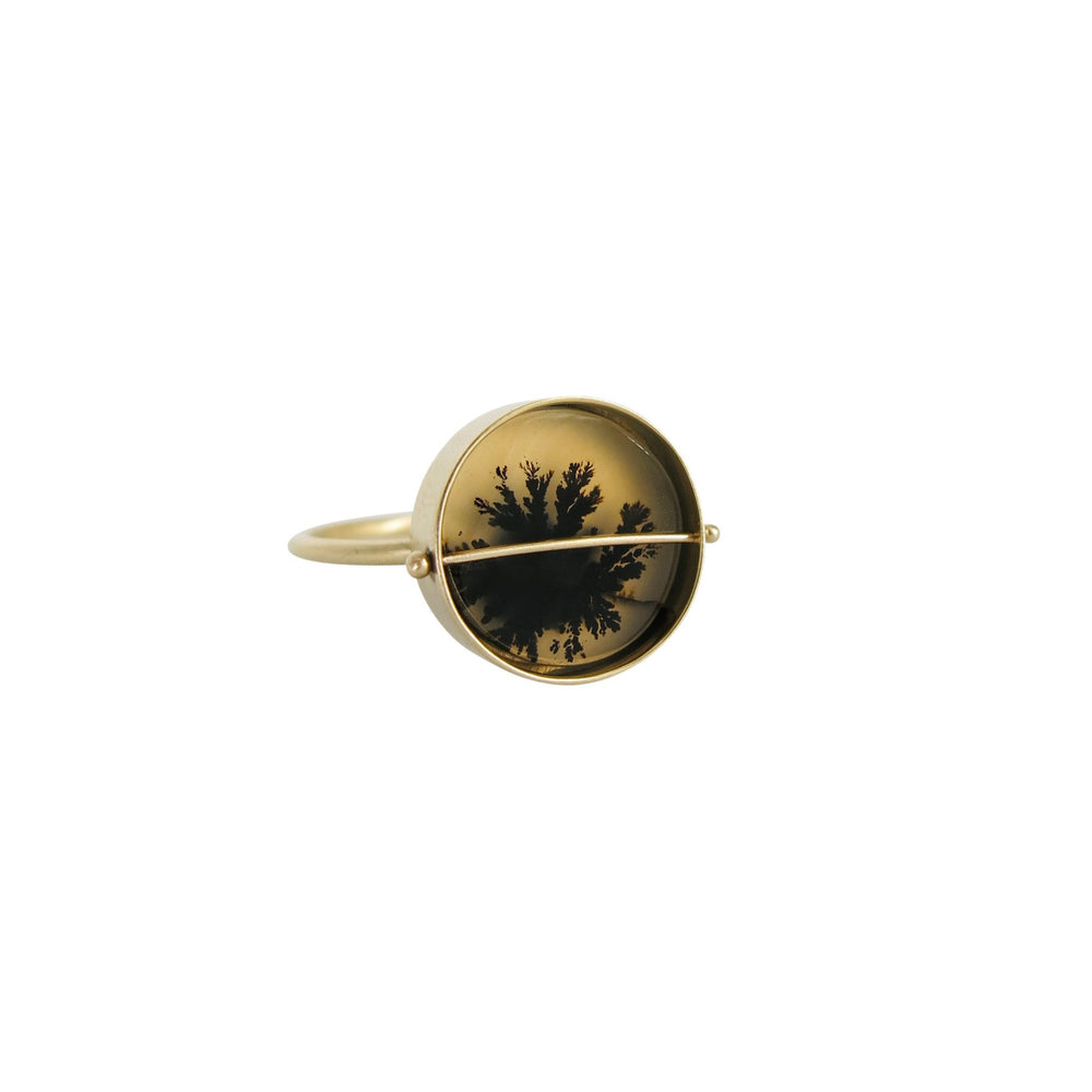 Captured Dendritic Agate Ink Blot Ring