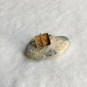 Captured Dendritic Agate Square Ring