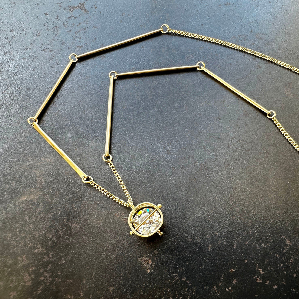 Captured Old Mine Cut Diamond Necklace