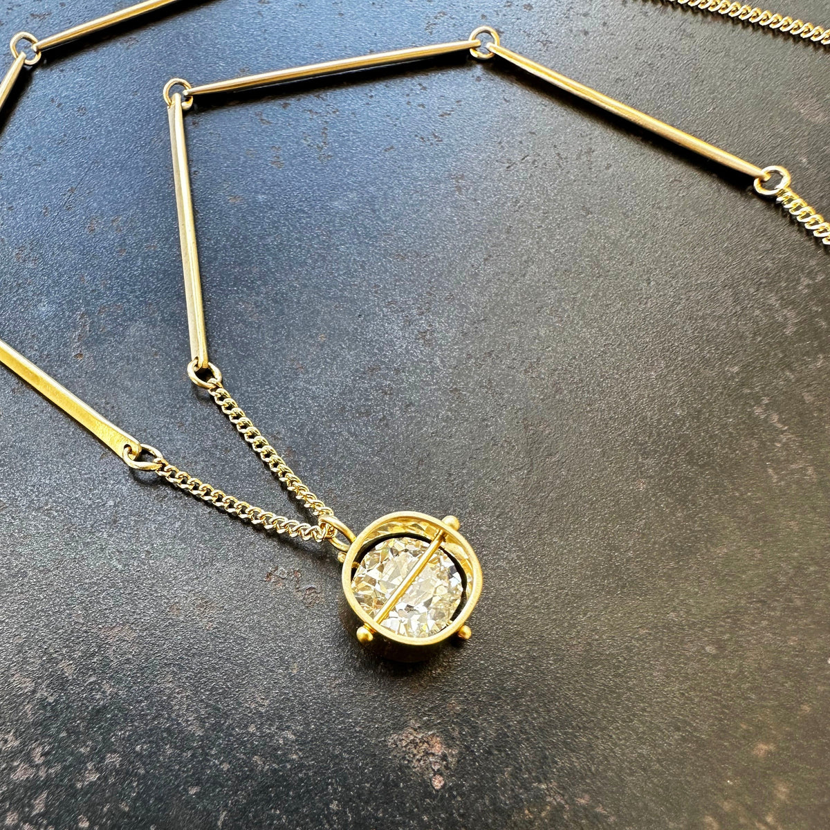 Captured Old Mine Cut Diamond Necklace