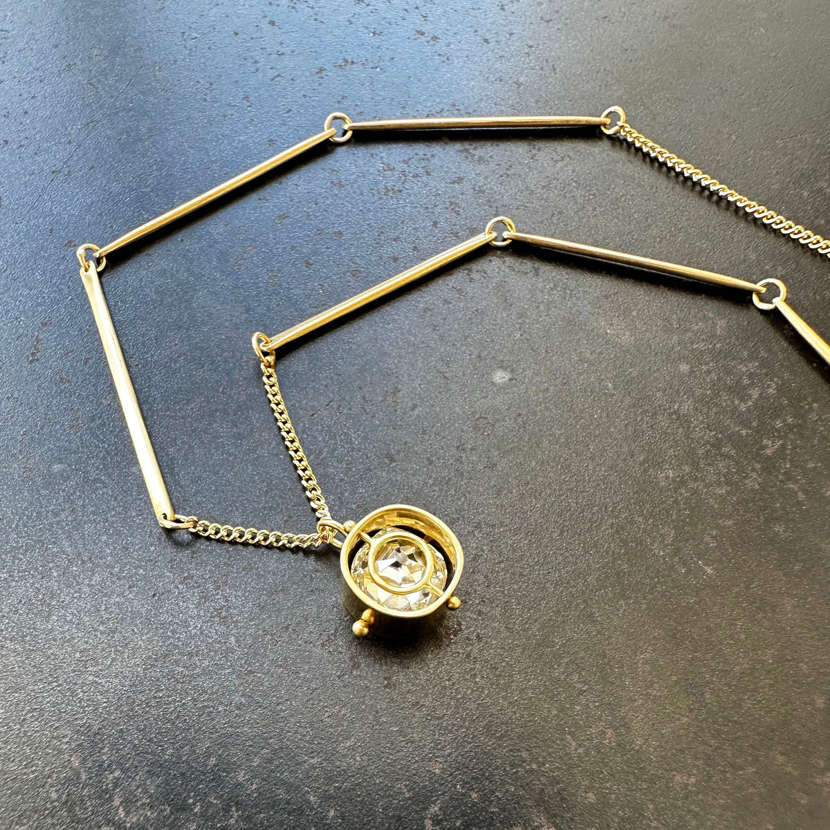 Captured Old Mine Cut Diamond Necklace