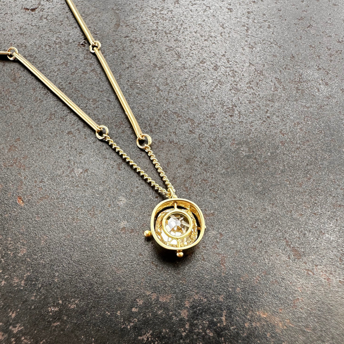 Captured Old Mine Cut Diamond Necklace
