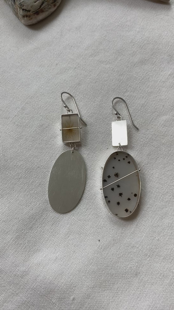 
                
                    Load and play video in Gallery viewer, Captured Dendritic Agate Mismatch Earrings
                
            