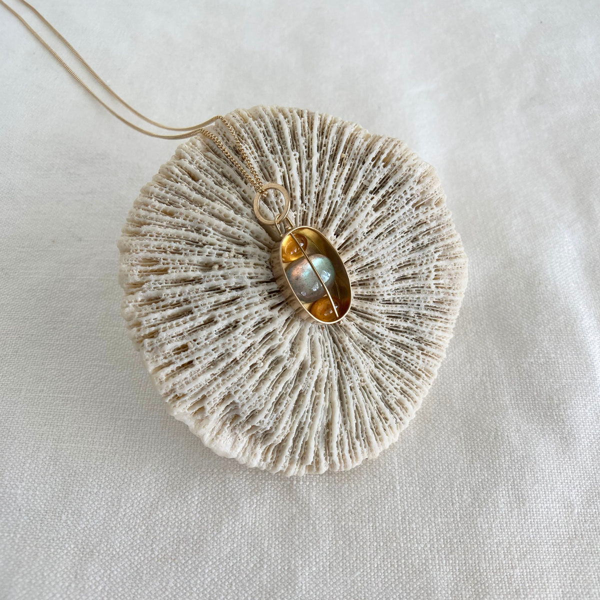 Captured Hessonite Garnet and Labradorite Necklace