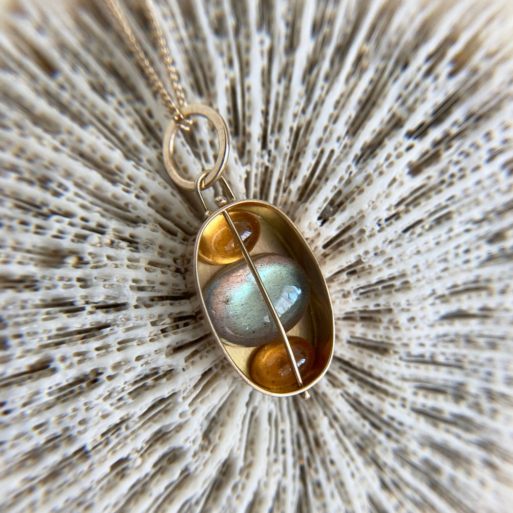 
                
                    Load image into Gallery viewer, Captured Hessonite Garnet and Labradorite Necklace
                
            