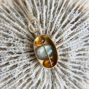 
                
                    Load image into Gallery viewer, Captured Hessonite Garnet and Labradorite Necklace
                
            