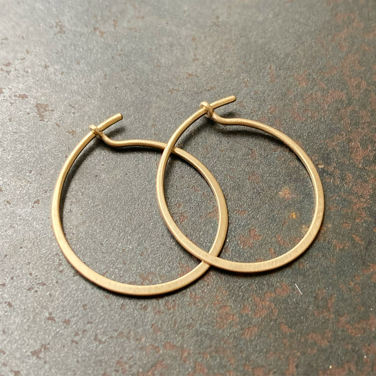 hammered gold hoop earrings, 18k hoops, gold jewelry, gold hoops, hilary finck jewelry, hoop earrings, handmade jewelry.