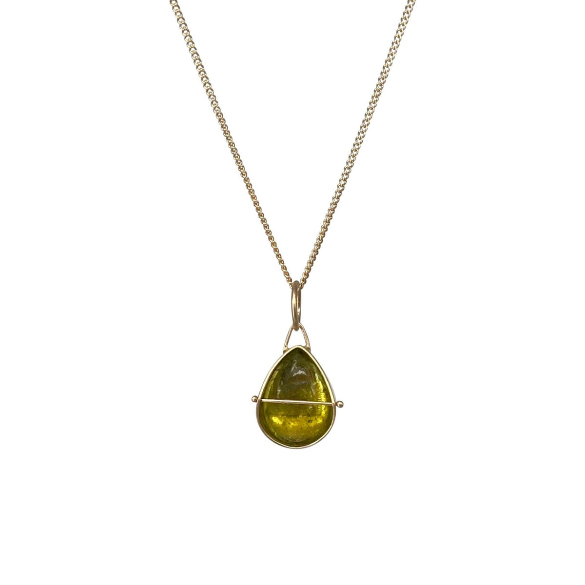 Captured Chartreuse Tourmaline Teardrop Necklace