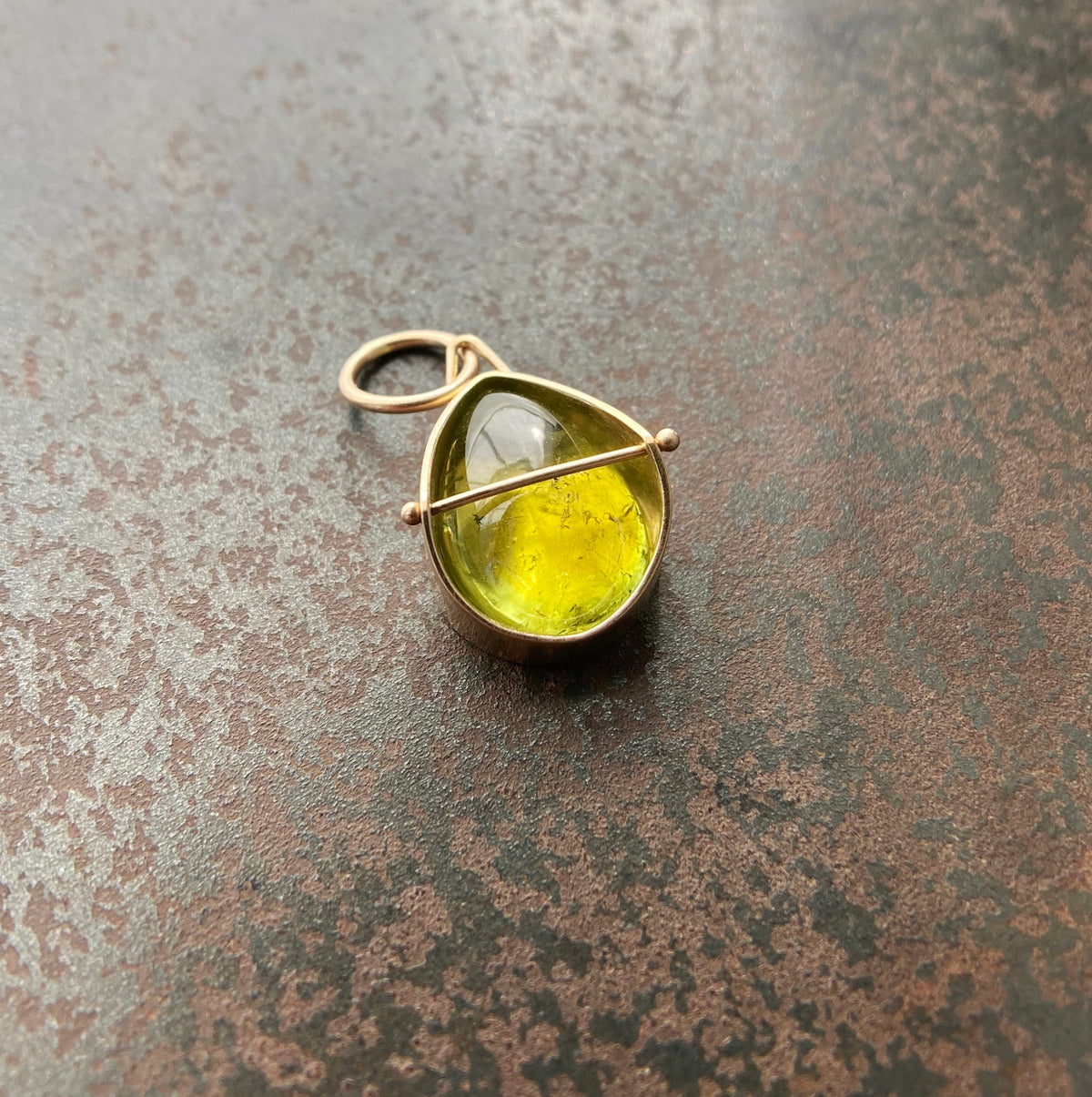 Captured Chartreuse Tourmaline Teardrop Necklace