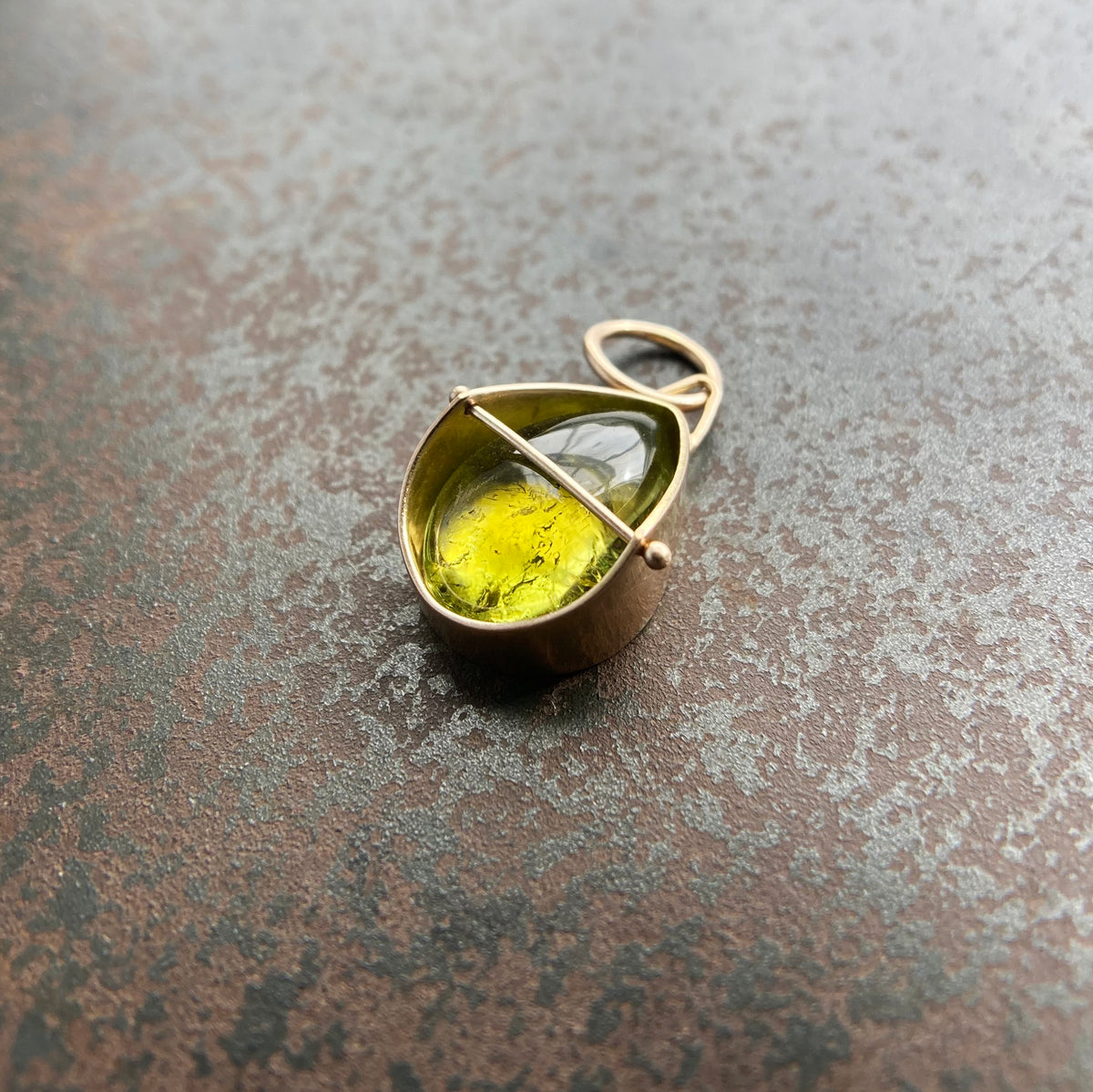 Captured Chartreuse Tourmaline Teardrop Necklace