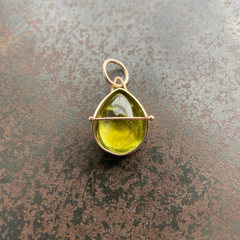 
                
                    Load image into Gallery viewer, Captured Chartreuse Tourmaline Teardrop Necklace
                
            