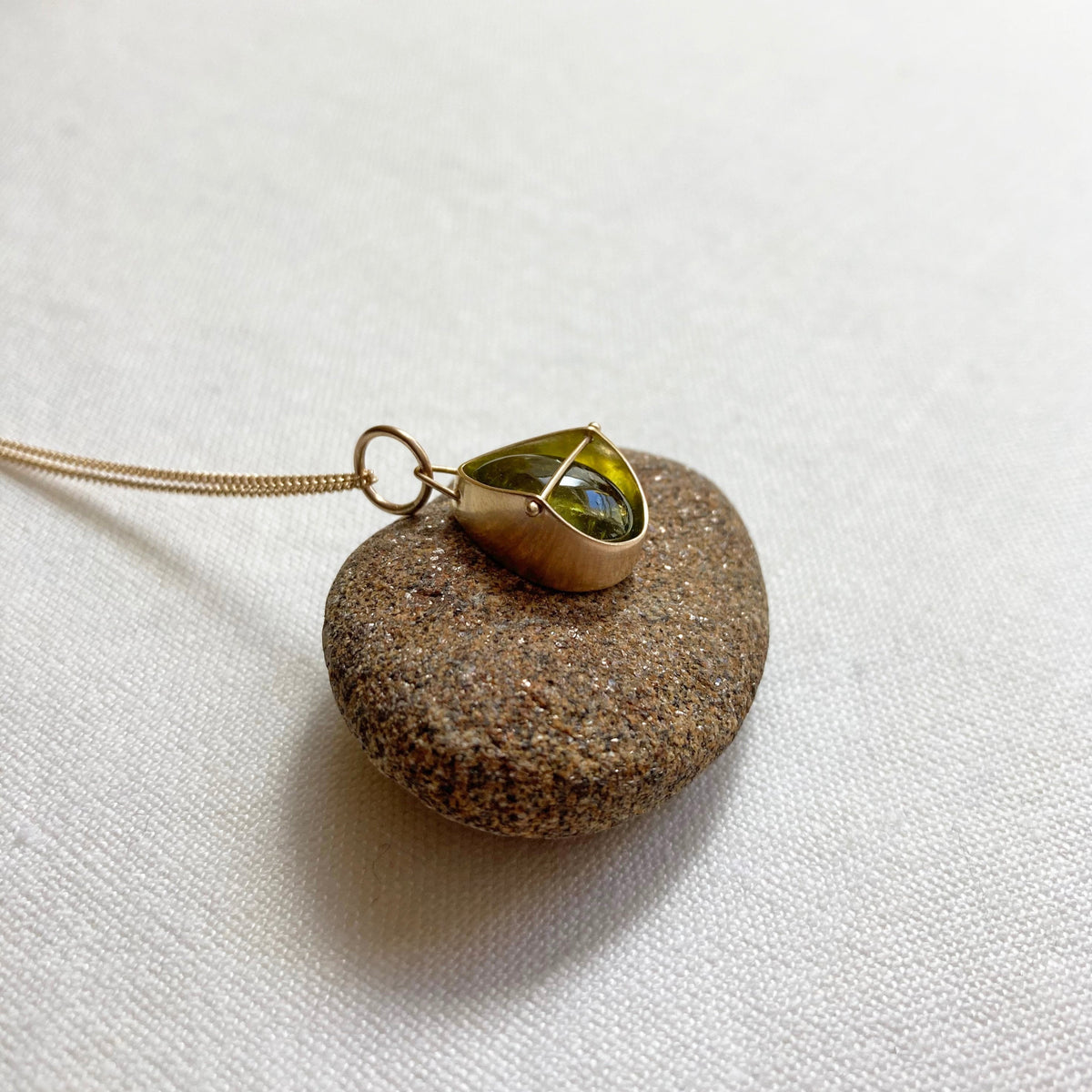 Captured Chartreuse Tourmaline Teardrop Necklace